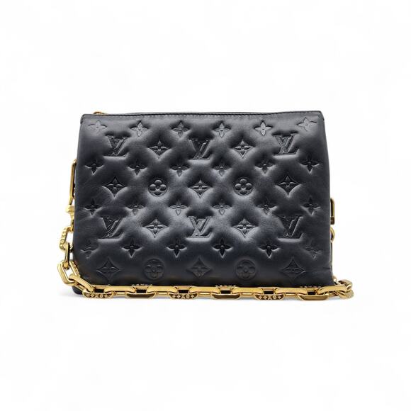 Louis Vuitton Coussin MM Monogram Leather Shoulder Bag Clutch in Black - mint